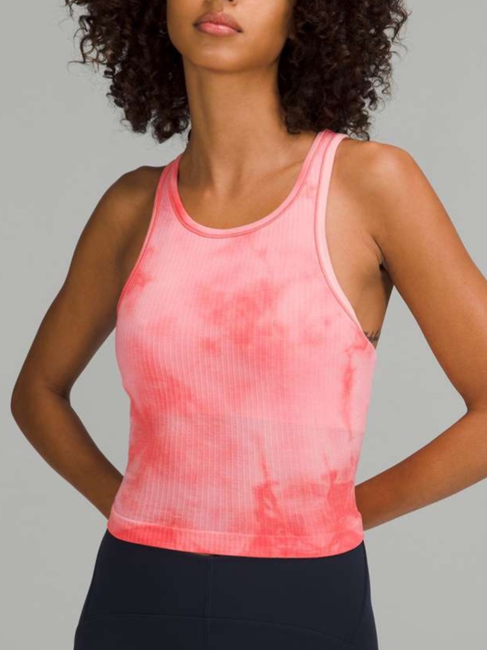 Lululemon Ebb to Street Cropped Racerback Tank Top
Marble Dye Raspberry Cream